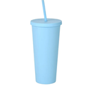 700ml/23oz Double-Layer Cup With Large Capacity Outdoor Frosted Portable Water Cup-Sky Blue E