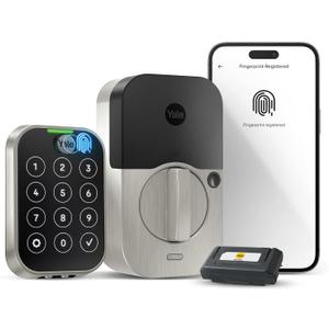 Yale Assure Lock 2 Touch Deadbolt, Satin Nickel Smart Keyless Entry Door Lock with Wi-Fi Connected Touch Keypad and Fingerprint Scanner, YRD450-F-WF1-619