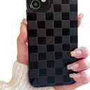 Compatible with iPhone 11 Case,Cute Checkerboard Checkered Cream Silicone Pattern for Women Girl Trendy Slim Fit,TPU Silicone Shockproof Full Camera Protection Cover-Black