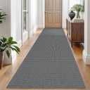 EARTHALL Woven Runner Rug 3x10 Ft Washable Runners for Hallways Long Non Slip Rubber Backed Kitchen Runner Braided Indoor Floor Carpet Runners for Entryway, Hallway, Kitchen, Dark Gray