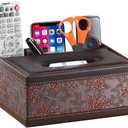 Leather Tissue Box Cover Rectangular and Multifunction Remote Control Caddy,Suitable for Storing pens and Stationery,Desk Organizer Storage for Office and Home(Antique)