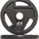 Signature Fitness Olympic 2-Inch Cast Iron Plate Weight Plate for Strength Training and Weightlifting, Multiple Sizes