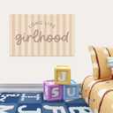 Long Live Girlhood Banner, Playroom Banner, Canvas Wall Hanging Flag Decor for Nursery Playroom Toddler Room, Girl Kids Room Decor Pink