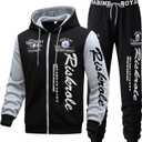 Riskrole Mens Hoodie Tracksuit Set 2 Pieces Casual Athletic Warm Sweatsuits Zip up Outfits, S