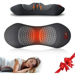 3 in 1 Upadate Rechargeable Electric Lumbar Support Pillow with Adjustable Height for Bed and Chair,Cordless Back Massager for Pain Relief Deep Tissue,Back Massager with Heat for Home & Office (Small, Black)