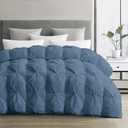 SLEEP-NEST Oversized King Comforter 132 x 120 Inch Hotel Luxury Weighted Down Alternative Pinch Pleat 1 Piece Comforter with 8 Tabs/Loops 400 GSM-Box Stitched Extra Large Breathable - Medium Blue