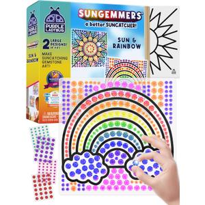 SUNGEMMERS Window Gem Art Suncatcher Kits - Stocking Stuffers for Kids 8-12 6-8, Fun Christmas Gifts for Grandkids, Birthday Gifts for Girls & Boys, Crafts for Ages 4-10, Fun DIY Art Kit for Kids 6-12