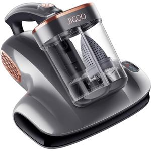 JIGOO Cordless Mattress Vacuum Cleaner with UV-C Light, Bed Vacuum Cleaner with Dust Sensor, Ultrasonic and High Heating, Deep Cleaning Bed Vacuum for Sofa Bed Fabric Surface (S100 Cordless)