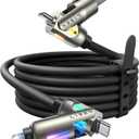 LISEN Chubby 4 in 1 Charging Cable (6.6FT) with Light, 240W Fast Charging Cable, USB A/C to C/Lightning Multi Charging Cable for iPhone 16 15 14 13 12 Pro Max, MacBook, iPad, Samsung, Black