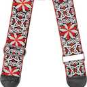 3 x Purse Strap, Jacquard Embroidered 2" Wide Soft Cotton & Leather Ends Purse Straps Replacement Crossbody Bag Straps (Jacquard Orange White)