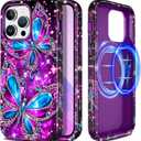 Casetego for iPhone 14 Pro Max Case,Compatible with MagSafe,[Military Grade Drop Test] Full Body Protection Slim Shockproof Rugged Marble Women Girls Case for iPhone 14 Pro Max 6.7 inch,All Purple