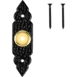 Vintage Style Wired Doorbell Button with Light, Replacement Doorbell Button for Existing Wired Systems, Antique Brass Finish for Home and Office 