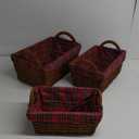Brown Woodchip Basket with Cotton Liner Set of 3