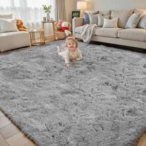 Rugs for Living Room 6x9, Alfombras para Salas Shag Large Plush Soft Area Rug, Shaggy Carpets for Bedroom, Kids Boys Girls Home Decor Aesthetic(Light Grey, 6x9 Feet)