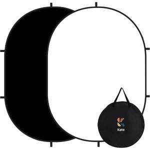 Kate Collapsible Pop-Up Black White Backdrop for Self-Tape Auditions 582, 5x6.5ft