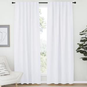 NICETOWN 50% Blackout Curtain Panels - (White Color) W52 x L72, 2 Pieces, Window Treatment Drape Panel for Dining Room