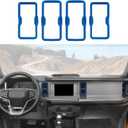 RAZPOY for Bronco Air Conditioning Outlet Vent Trim, 4PCS Center Console Dash AC Vent Ring Cover Compatible with 2021-2024 Ford Bronco Interior Accessories, Blue