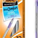BIC Round Stic Grip Xtra Comfort Fashion Ball Point Pen; Purple; 12 Pack