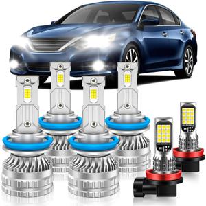 Fog Bulbs Fit for Nissan 2007-2018 Altima Hi&Lo Beam Fog Light Bulb Combo, 800% Brightness, Dual-sided 3570 Chips, 6000K White, 60000HRS Long Lifespan, Plug-and-Play, Pack of 6