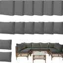 14pcs Outdoor Patio Cushion Covers Replacement, 24" Zippered Outdoor Cushion Covers Waterproof, UV Resistant & Washable Patio Furniture Cushion Covers Waterproof for Patio Sectional, Lght Grayi
