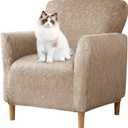 WTHAVEN Stretch Modern Banquet Armchair Slipcover 1-Piece Accent Chair Covers with Arms Soft Chair Slipcovers for Living Room Armchair Furniture Protector Office Reception Reading Sofa (Light Brown)