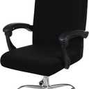Smiry Stretch Printed Office Computer Chair Covers, Universal Desk Rotating Chair Slipcovers Removable Washable, Soft Fit Anti-Dust Spandex Protector Cover with Zipper, Black