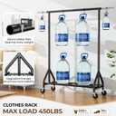 HYSEYY Heavy Duty Clothes Rack Load 450 LBS, Metal Garment Rack, Standing Rolling Clothing Rack for Hanging Clothes with Sturdy Wheels & Shelves, Portable Closet Wardrobe Rack, Black