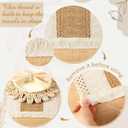 Boho Wedding Placemats Set of 6 - Handmade Farmhouse Rustic Table Decor, Natural Cotton Burlap and Water Straw Woven Round & Rectangular Mats for Bridal Shower, Reception & Holiday Hosting
