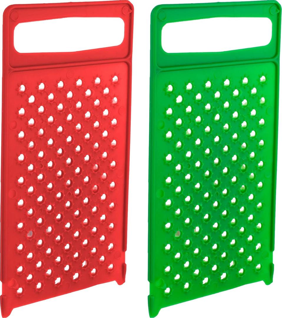 Hand Grater Plastic - Pack of 2 - Cheese Flat Graters - Handle Grater
