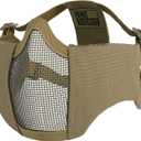 OneTigris 6" Foldable Half Face Airsoft Mesh Mask with Ear Protection, Military Tactical Lower Face Protective Mask (Tan)