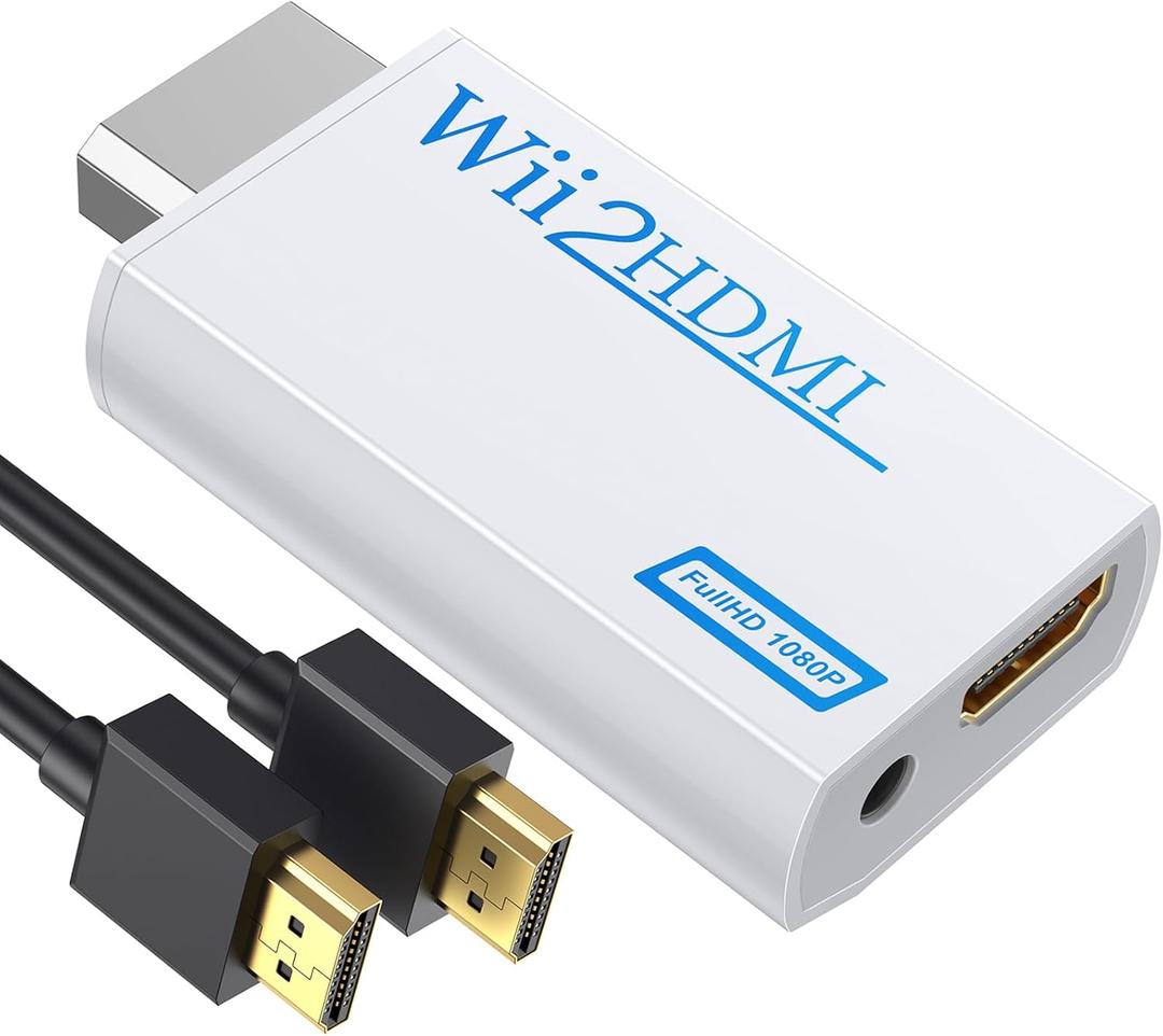 GANA Wii to hdmi Converter, wii to hdmi Adapter, 1080p 720p Connector Output Video & 3.5mm Audio - Supports All Wii Display Modes (wii to hdmi White)
