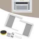 Window AC Side Panels with Frame Set, Fits Most 10,000 BTU UnitsAccordion Filler Curtain Replacement with Accessories for Window Air Conditioner Units, White