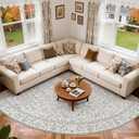 jinchan Zenith Corner Rug 8x8 Area Rug Floral Soft Aesthetic Rug Non-Slip Low Pile Machine Washable Carpet for Entryway Bedroom Kids Room Kitchen College Dorm Blue/Cream