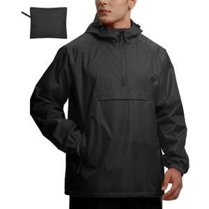 SWISSWELL Men's Rain Jacket Waterproof Lightweight Packable Pullover Windbreaker with Hood for Travel Hiking Golf, Medium