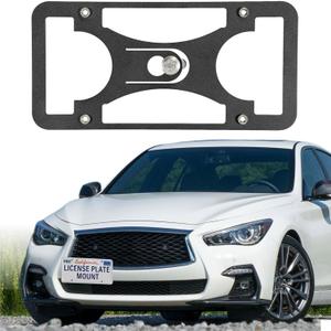 No Drill Front License Plate Bracket Mount Kit Compatible with Infiniti Q50 2014-2024 Installs in Seconds,Front Bumper License Plate Mounting Kit