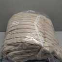 Amlie Home Faux Fur Throw Blanket for Couch, Cozy Fuzzy Fluffy Fur Luxurious Soft Striped Plush Gift Blankets for Family Sofa Chair, 60"x80", Beige