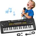 Upgraded Kids Piano Keyboard  37 Keys Toddler Keyboard with Microphone Learning Instrument Musical Toys for 3 4 5 6 Boys Girls Birthday Gift, Black