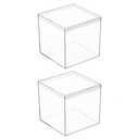 Dayaanee Clear Acrylic Box with Lid, 5.9x5.9x5.9 Inches Plastic Square Cube Containers Storage Acrylic Boxes for Candy Pill and Tiny Jewelry, 2 Pack