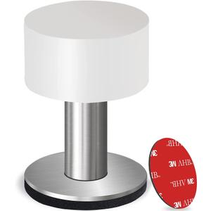 Door Stoppers with Extra Stickers, Self-Adhesive Door Stop with White Rubber & Stainless Steel Body - Sound Dampening Door Bumpers for Home & Office, Door stoppers for Bottom of Door (Medium-2.56inch)