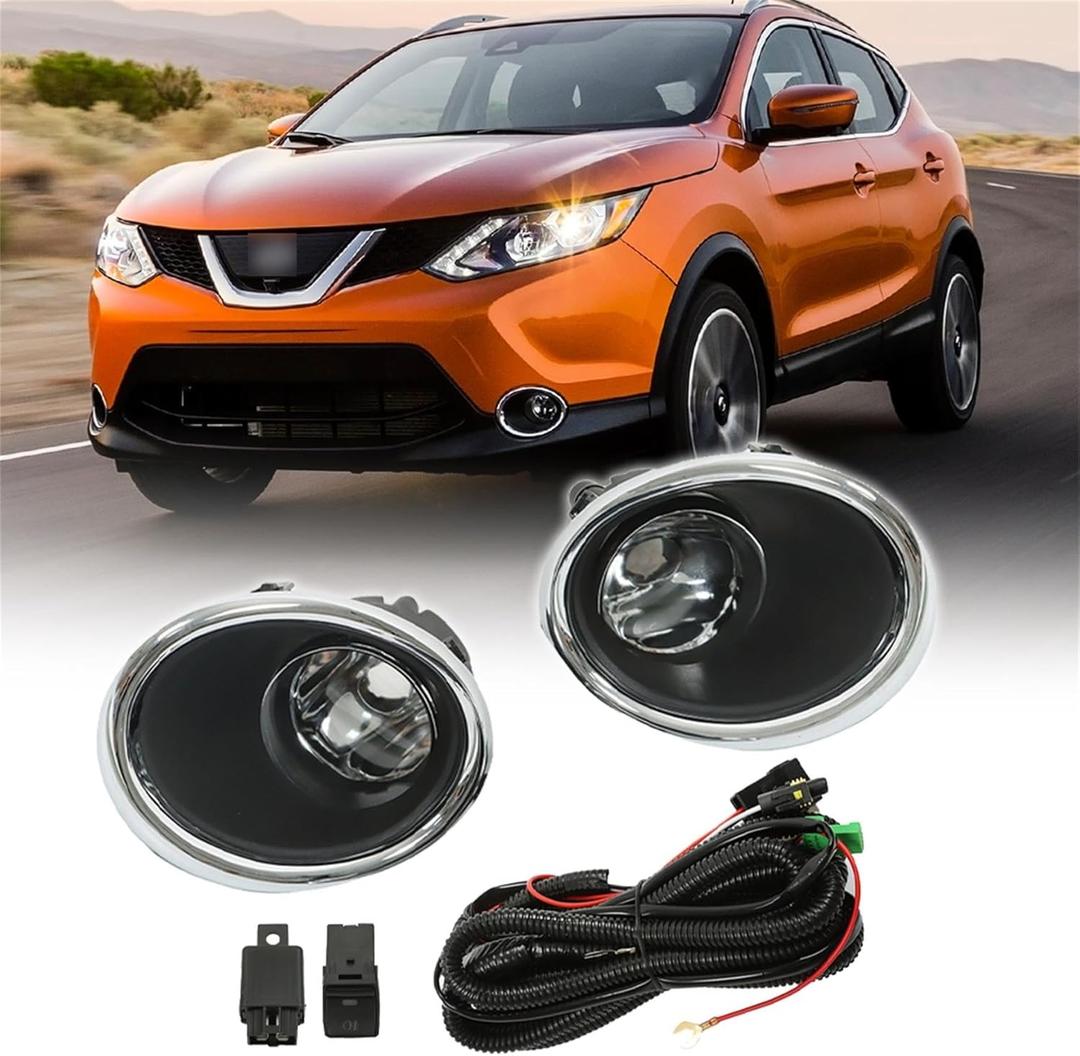 Silscvtt 1 Pair Left and Right Side Front Bumper Fog Lights Replacement for Nissan Rogue Sport 2017 2018 LF-RGE17SPCOEM-HZ