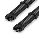 EZDIY-FAB 16AWG PCI-e 5.0 12VHPWR PSU Sleeved Cable, 600W 12+4 Pin Male to 12+4 Pin Male Cable for RTX 3090Ti/4070Ti/4080/4090, 60cm/23.62in-Black Grey
