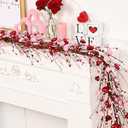 2 Pcs Valentine's Day Decor, 6 Ft Valentine's Day Garland for Mantel, Valentines Day Centerpiece for Table, Red Pink Heart Garland, Valentines Day Decorations for Spring Wedding Fireplace Table Décor