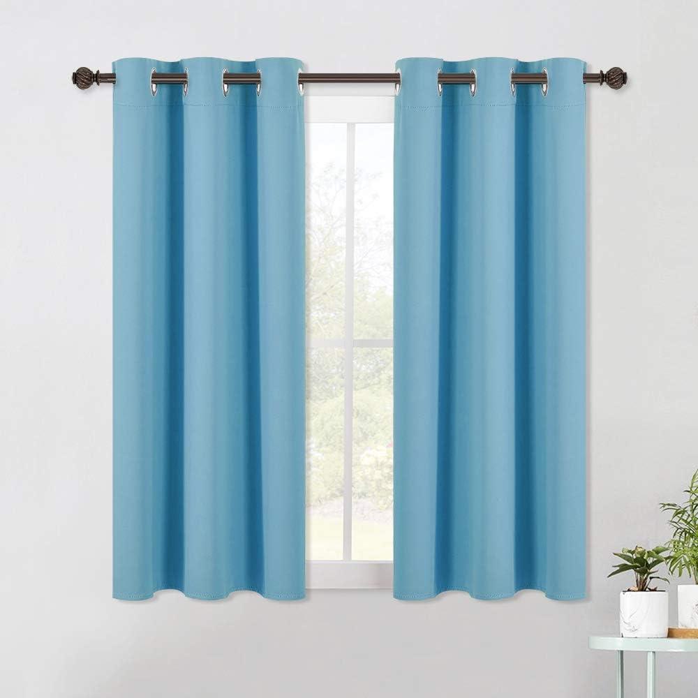NICETOWN Blackout Draperies Curtains for Kids Room, Window Treatment Thermal Insulated Solid Grommet Blackout Drape Panels for Bedroom (Set of 2, 42 by 54 Inch, Teal Blue)