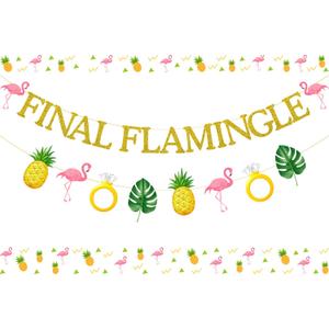 Bachelorette Party Decorations FINAL FLAMINGLE Banner Pineapple Flamingo Ring Garland for Women's Hawaii Tropical Backdrop Summer Party Supplies