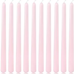 10 Inch Light-Pink Taper Candles for Home Decoration, 10 Pack Unscented Candlesticks for Dinner Wedding Party, Smokeless and Dripless Candle Sticks