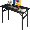 Need Folding Desk - 31 1/2" No Assembly Foldable Small Computer Table,Sturdy and Heavy Duty Writing Desk for Small Spaces, Black&Black Frame
