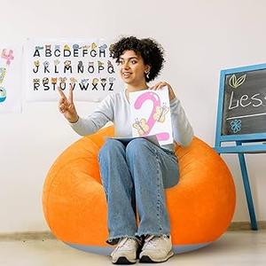Realspring Inflatable Bean Bag Chairs Outdoor Blow up Camping Chairs Inflatable Lazy Sofa Folding Portable Bean Bag Loungers Couch for Movie Night(Orange, 1 pc)