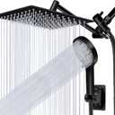 Shower Head,10Rain Shower Head with Handheld Spray Combo with 11'' Angle Adjustable Extension Arm/Flow Regulator/Shower System,High Pressure Rainfall Shower Head Clean Bathroom,Matt Black