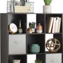 Whitmor 9 Cube Storage Organizer, 3 Tier Stackable Mdf Wood Bookcase, Open Storage Display Bookshelf, Storage Cabinet for Living Room, Bedroom, Home, Office, 35.5"L x 11.7"W x 35.5"H, Espresso