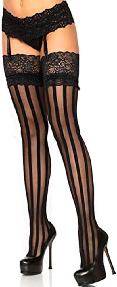 Leg Avenue womens Hosiery Lace Thigh Highs (One Size, Black Stripe)
